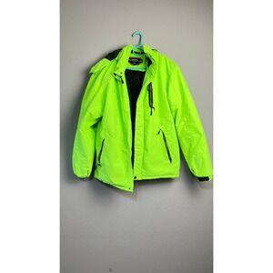 Moerdeng Mens Neon Lime Green Waterproof Mountain Ski Jacket Fleece Lined Size M